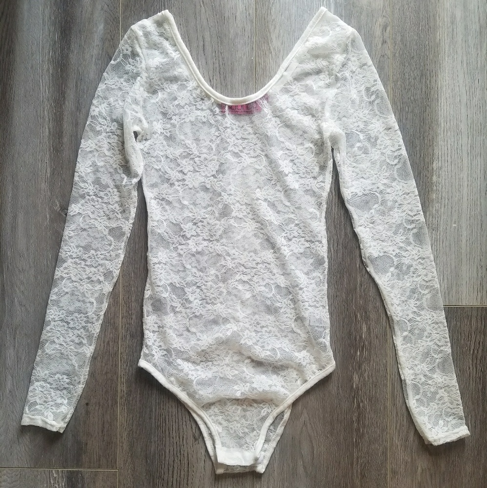 Boohoo Sheet Lace White Bodysuit